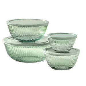 Pyrex Round Colored Glass Mixing Bowl With Lids 8 Piece Set